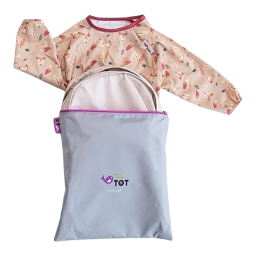 Tidy Tot Bib and Tray Kit in Sand Fox Bib Toddler Mealtime Easy Cleanup - Picture 11 of 16